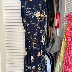 Anne Klein Dark Blue Floral Maxi Dress